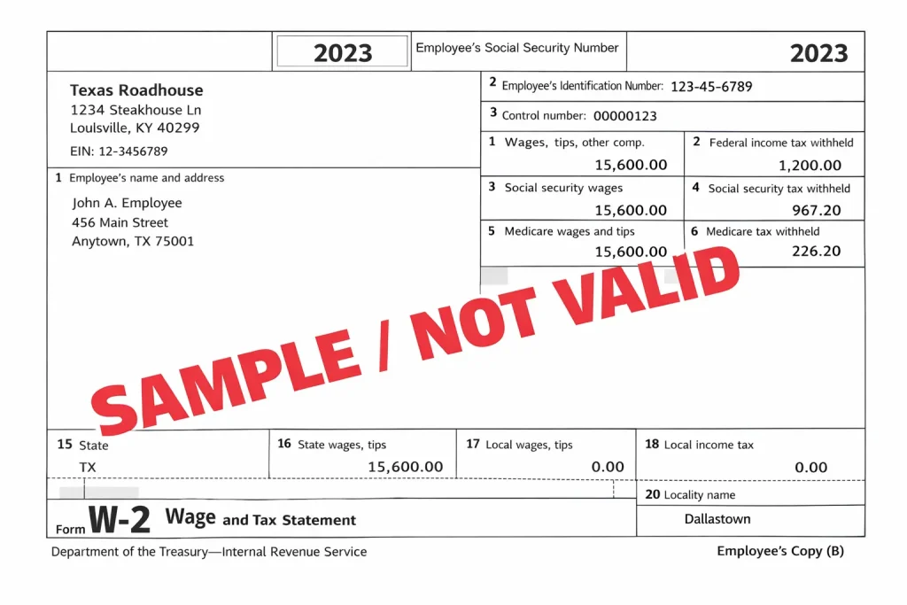 Texas Roadhouse W2 Form Access Guide 2 W2 Form Sample
